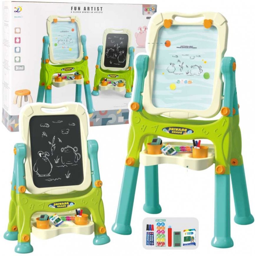 Lean Toys Double-sided educational board with accessories, 3-in-1
