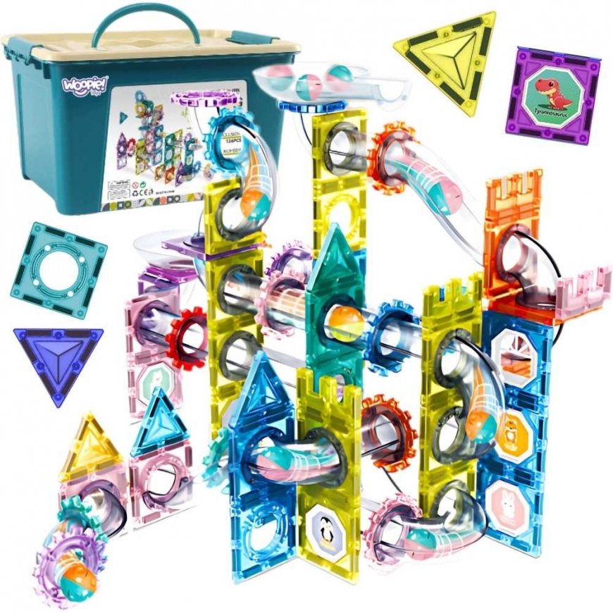 WOOPIE magnetic constructors 3D educational set for ball running, 126 pcs.