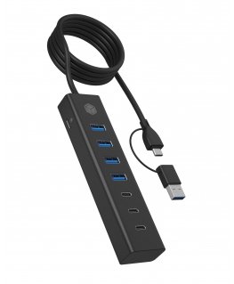 ICY BOX IB-HUB1737-C3 USB 3.2 Gen 1 (3.1 Gen 1) Type-C 5000 Mbit/s musta