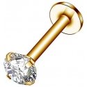 Gold-plated labret with a clear crystal Gold-plated labret with a clear crystal