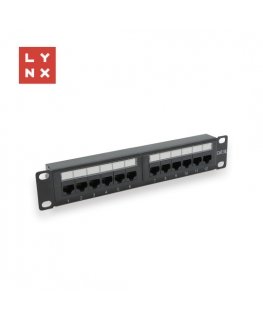 Патч-панель LYNX 10" на 12 портов, UTP Cat5e, 50 мкм, неэкранированная, черная