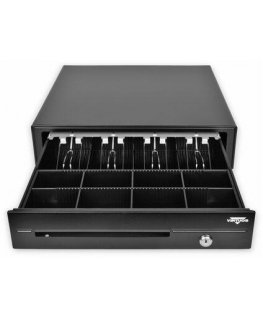 Virtuos cash drawer C420D - with cable, metal brackets, 9-24V, black