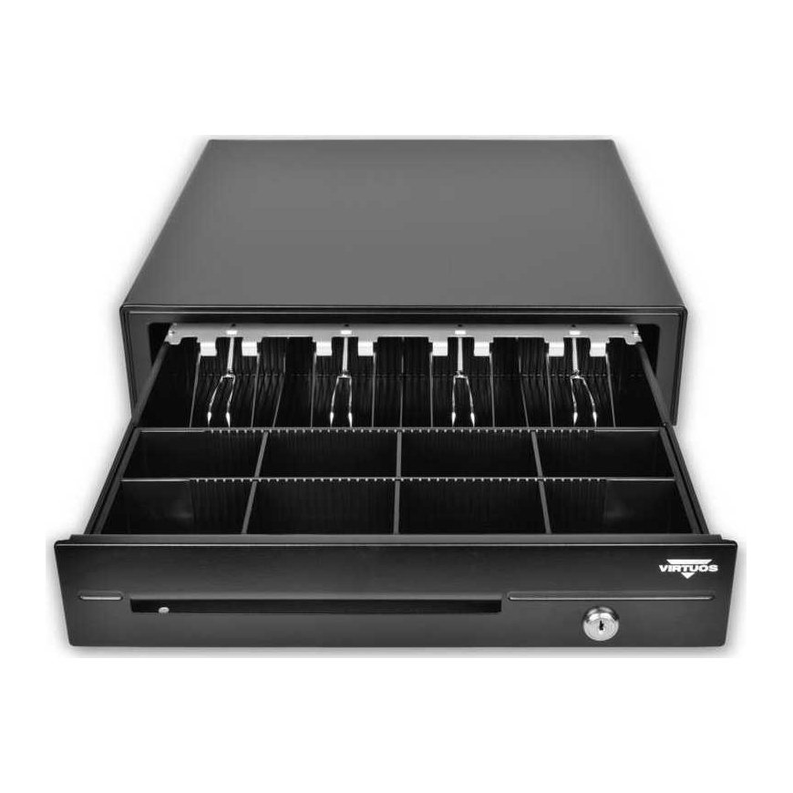 Virtuos kasos stalčius C420D - su laidu, metaliniai laikikliai, 9-24V, juoda – 2