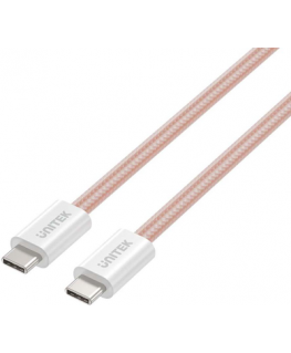 Unitek USB C PD magnetic retractable cable 100W pink 1m