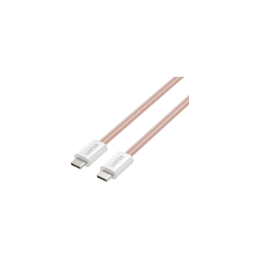 Unitek USB C PD magnetic retractable cable 100W pink 1m