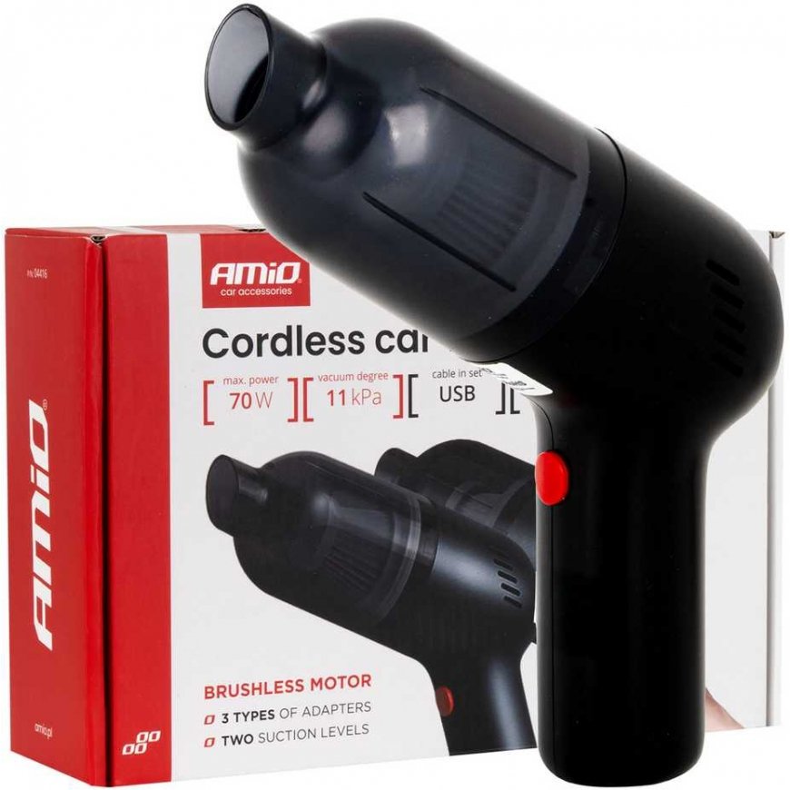 Dulkių siurblys automobilinis belaidis bezšepetėlinis 70w 11kpa usb-c vc-08 hepa amio-04416