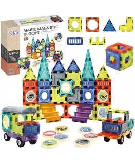WOOPIE magnetic building blocks 3D set castle vehicles 71 pcs.