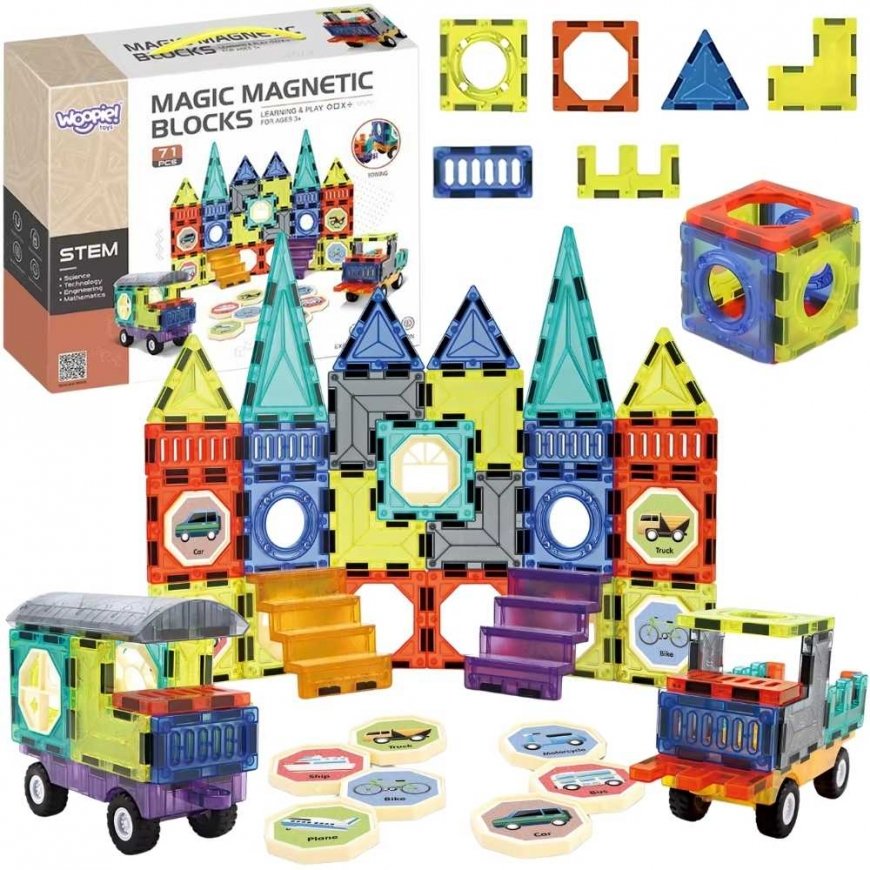 WOOPIE magnetic building blocks 3D set castle vehicles 71 pcs.