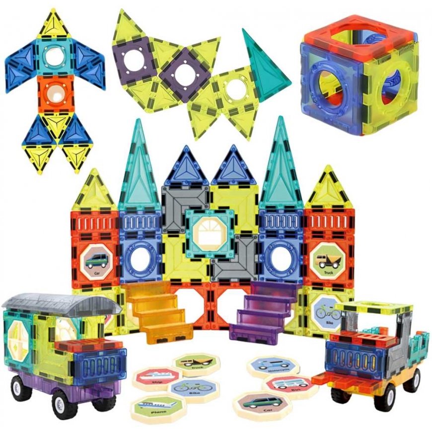 WOOPIE magnetic building blocks 3D set castle vehicles 71 pcs. – 2