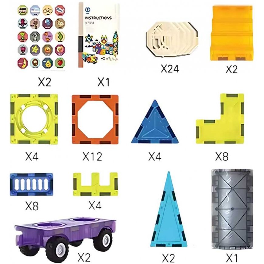 WOOPIE magnetic building blocks 3D set castle vehicles 71 pcs. – 3