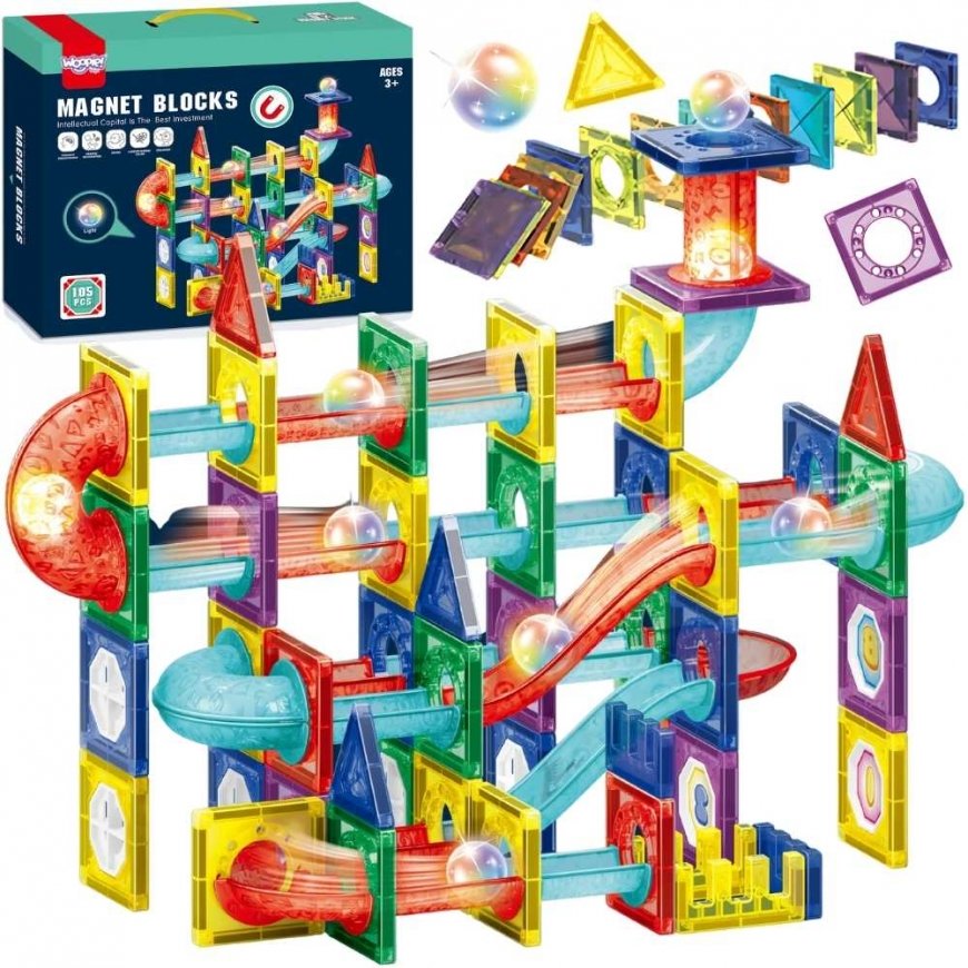 WOOPIE magnetic constructors 3D educational set for ball running, 105 pcs.