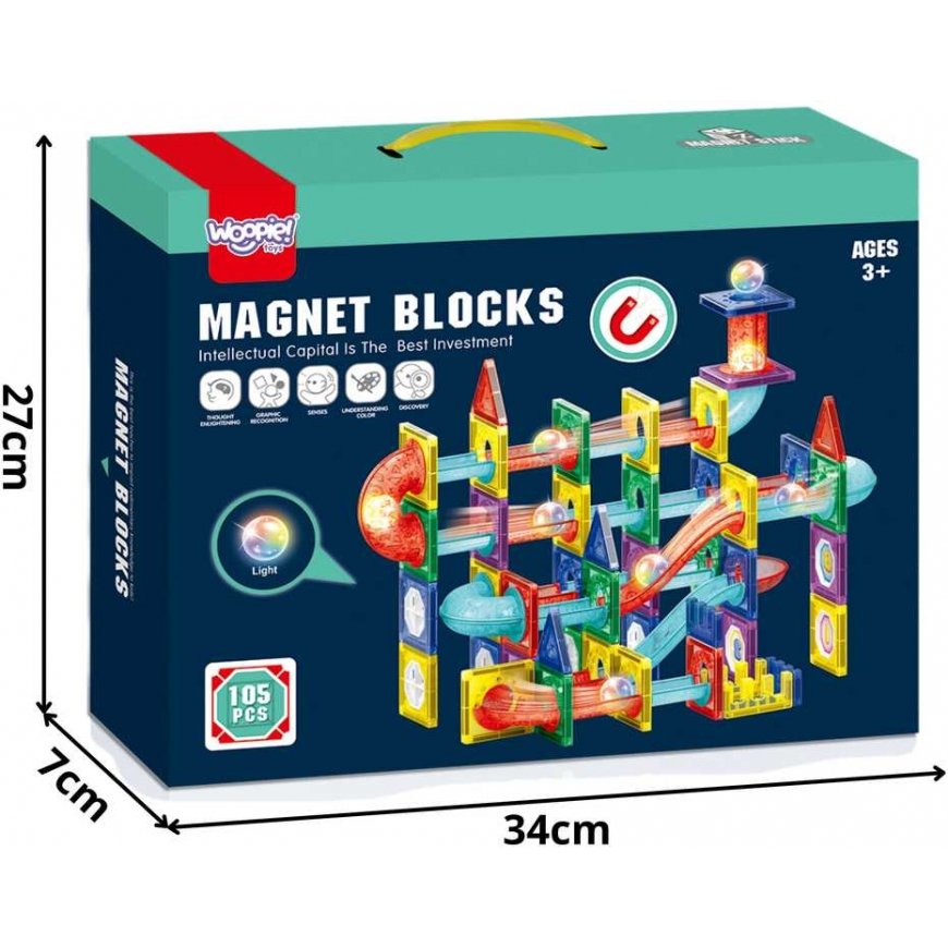 WOOPIE magnetilised konstruktorid 3D hariduskomplekt pallide jooksmiseks, 105 tk. – 4