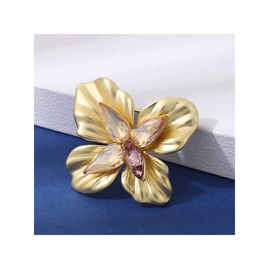 Troli Original brooch with yellow crystals Flower Gold – 3