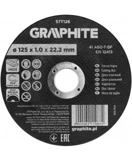 Grafiit Pjovimo disk, korund, metallile/INOX, 125 x 1,0 x 22,2 mm, 41 A60-T-BF, 110 tk. karbis