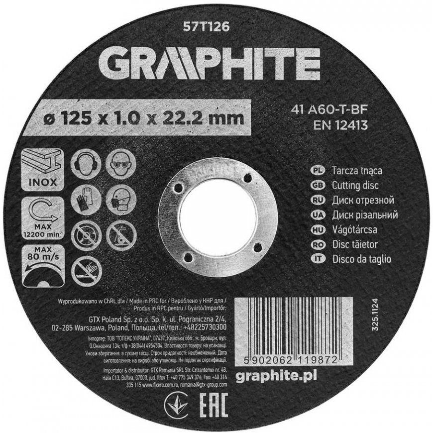 Graphite Grafīta griešanas disks, korunds, paredzēts
