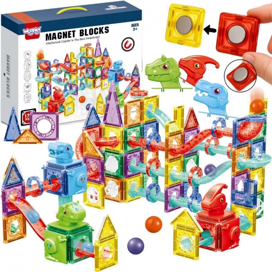 WOOPIE magnetic constructors 3D educational set for ball running, 170 pcs.