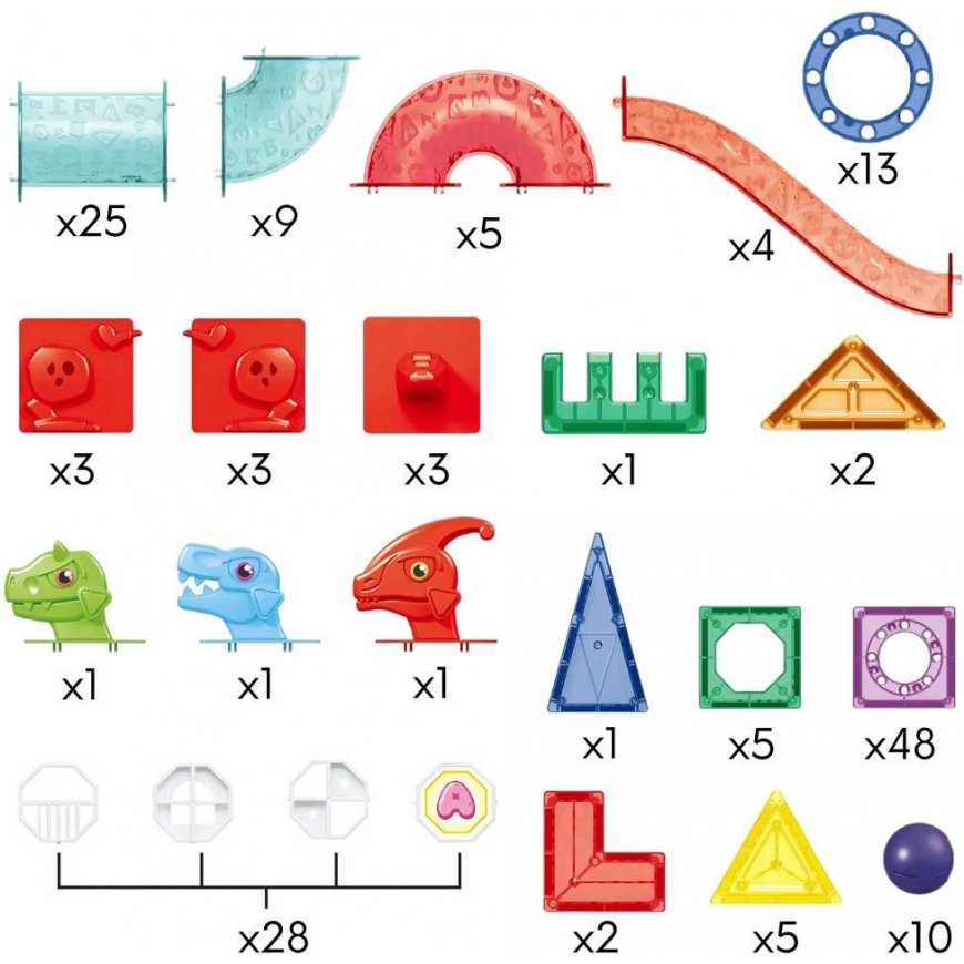 WOOPIE magnetic constructors 3D educational set for ball running, 170 pcs. – 3