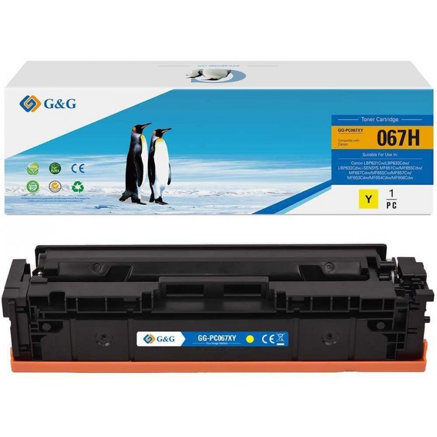 Sagem-yhteensopiva Canon-toneri 067 H Y, 5103C002, keltainen, 2350s, suurikapasiteettinen
