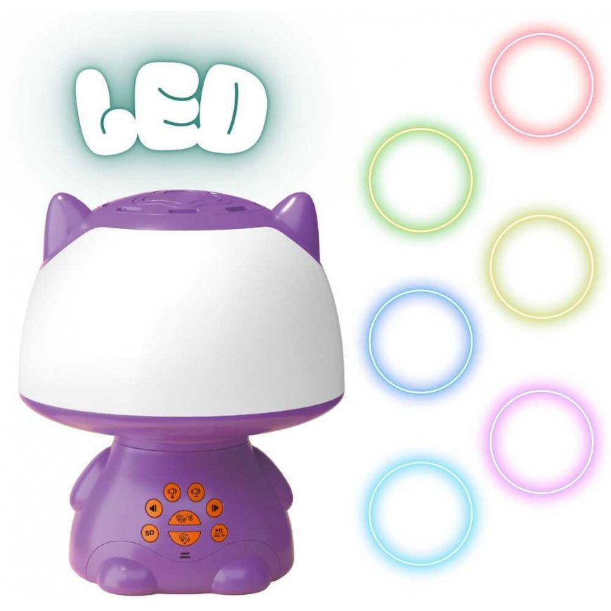 WOOPIE Multifunkcinė RGB Lempa Bluetooth Garsiakalbis Karaoke Balso Moduliatorius SD Kortelė Violetinė – 2