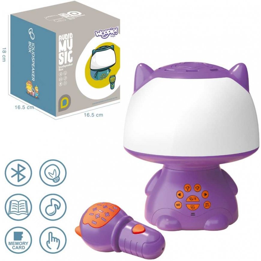 WOOPIE Multifunkcinė RGB Lempa Bluetooth Garsiakalbis Karaoke Balso Moduliatorius SD Kortelė Violetinė – 3