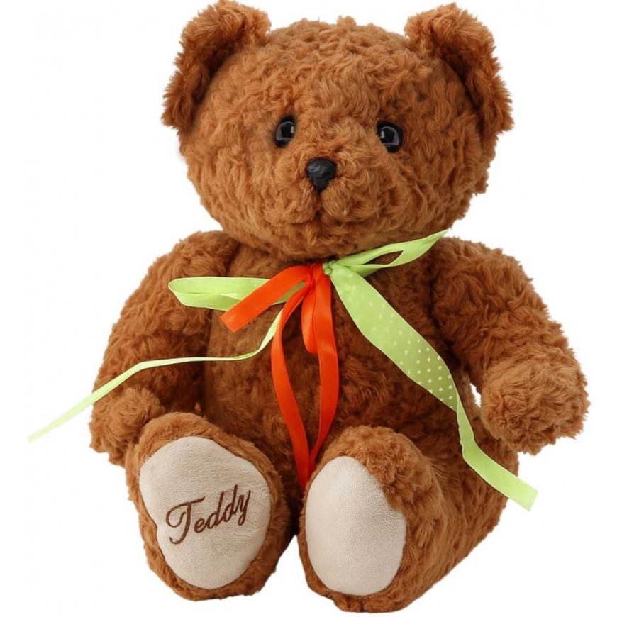 Lean Toys Pliušinis meškiukas su kaspinu 30 cm