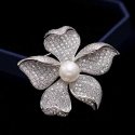 Elegant brooch with artificial pearl and crystals Silver Elegant brooch with artificial pearl and crystals Silver