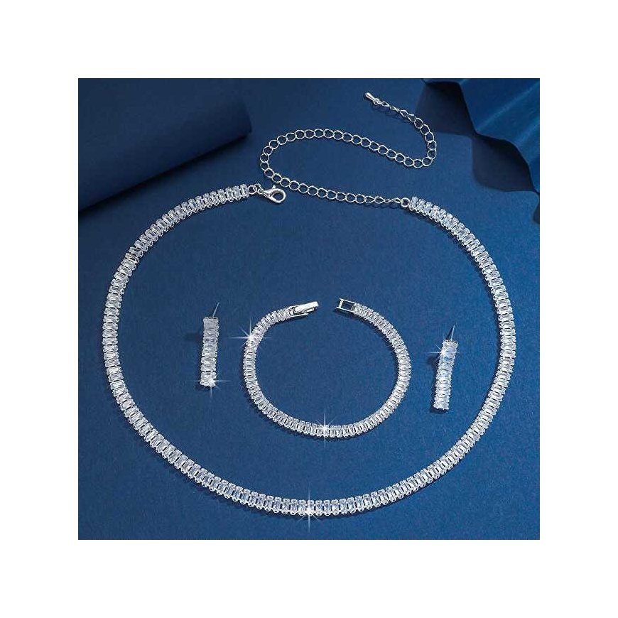 Troli Women’s tennis jewelry set with clear crystals (pendant, bracelet, earrings) – 2