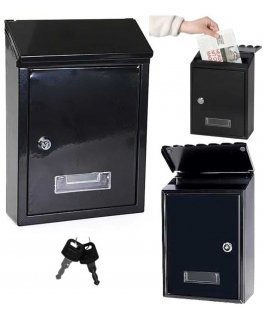 Компактная почтовая коробка с окном для адреса, черная, 26.5x18.5x6.5 см