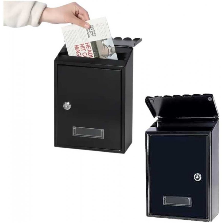 Slim Mailbox with Address Window, Black, 26.5x18.5x6.5 cm – 3