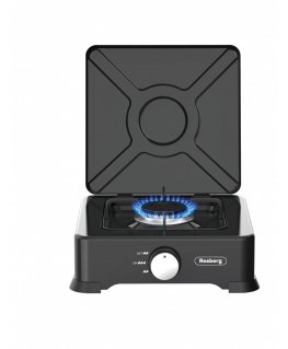 Single gas stove with cover Rosberg R51454E1, 30mbar\2.2kWh, Bla