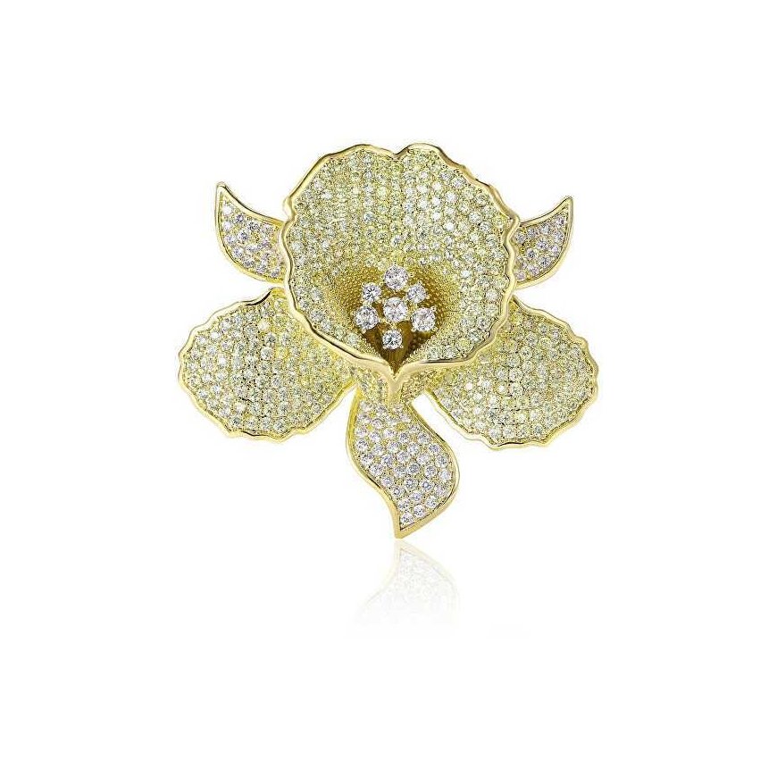 Troli Luxurious gold-plated flower-shaped brooch