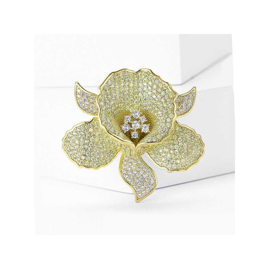 Troli Luxurious gold-plated flower-shaped brooch – 2