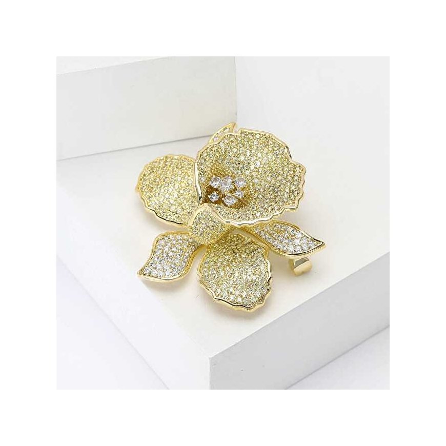 Troli Luxurious gold-plated flower-shaped brooch – 3