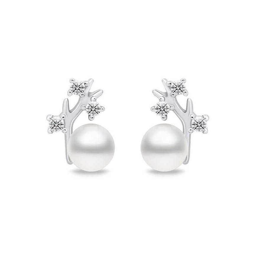 Brilio Silver Brilio Silver Unique silver earrings with real pearls EA622W – 2