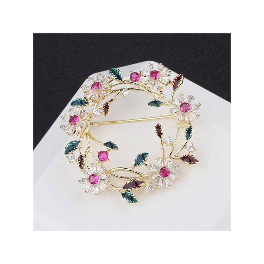 Troli Gold plated brooch Flower wreath Gold – 4