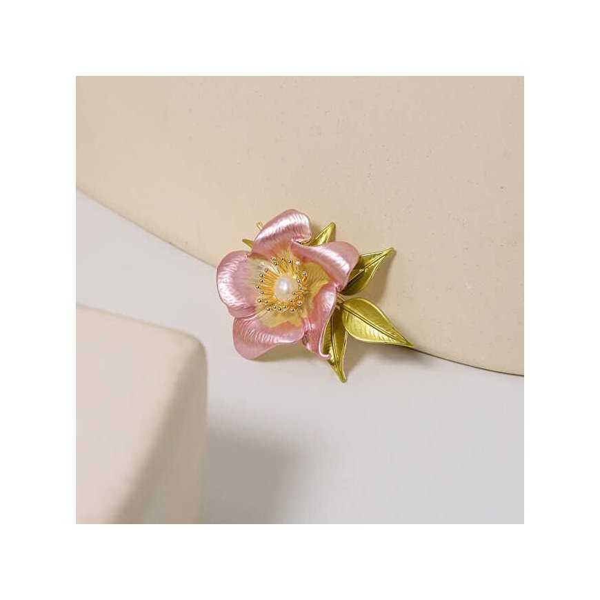 Troli broška motinos perlų gėlė su perlu auksu – 3