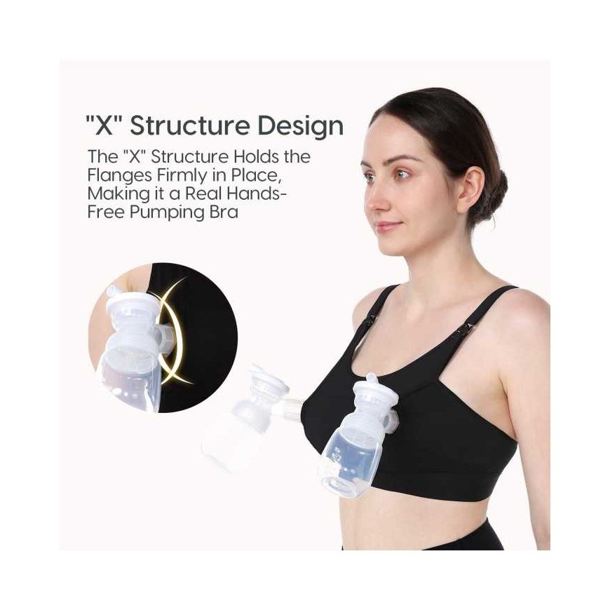 MOMCOZY ELECTRIC BREAST PUMP HANDS-FREE BRA, SIZE 2XL, BLACK YN09 – 4