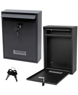Kerge postkast tsingitud terasest, must, 32x21.5x8.5 cm