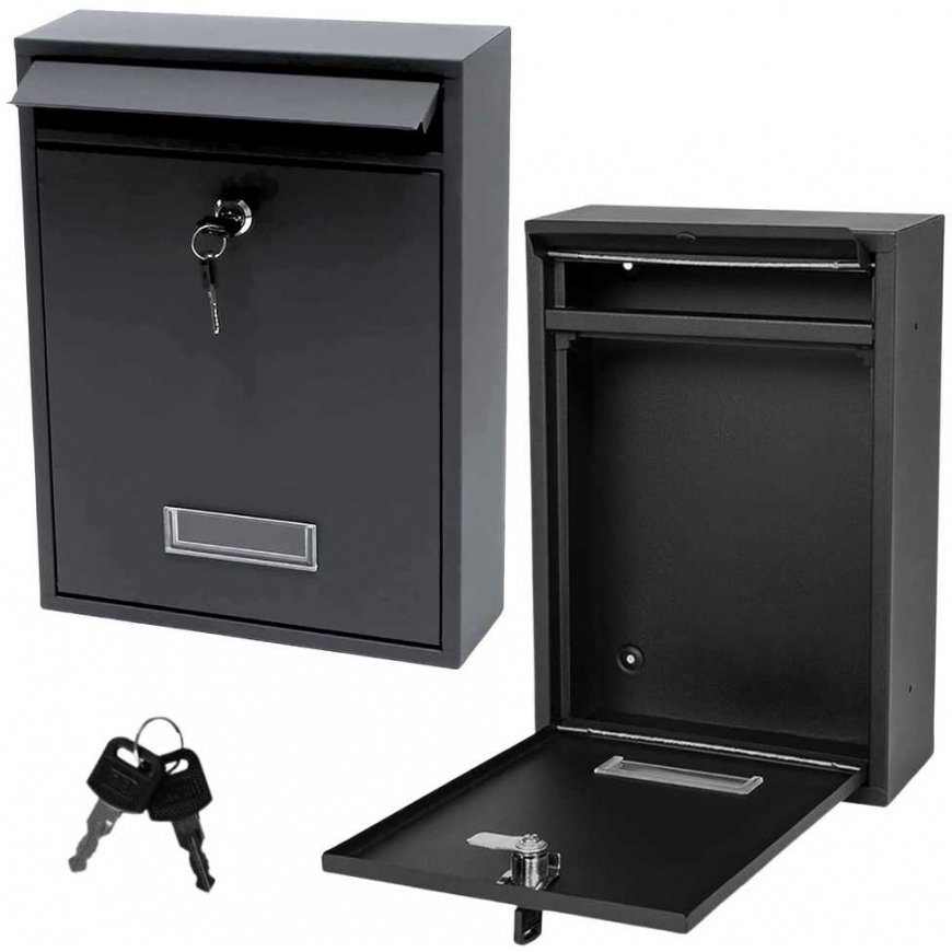 Kapea postilaatikko galvanoidusta teräksestä, musta, 32x21,5x8,5 cm – 2