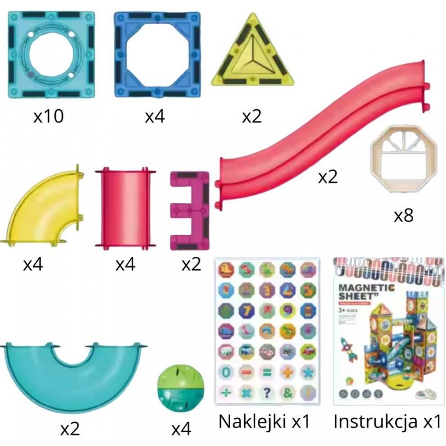 WOOPIE magnetic constructors 3D educational set for ball running, 42 pcs. – 4