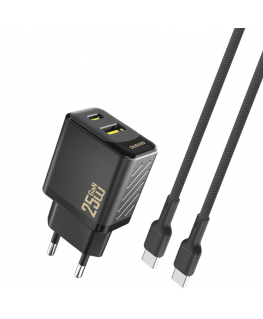 Kõrvaklapid Dudao A26TCEU Adapter 25Watt 1xUSB-C 1xUSB-A (1m USB-C kuni USB-C kaabel kaasas) Must