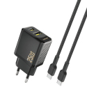 Dudao A26TCEU Headphones Adapter 25Watt 1xUSB-C 1xUSB-A (1m USB-C to USB-C cable included) Black Dudao A26TCEU Headphones Adapter 25Watt 1xUSB-C 1xUSB-A (1m USB-C to USB-C cable included) Black
