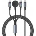 Kabelis USAMS Huan Series SJ754 72W USB-C - USB-C + USB-C + juhtmevaba laadija kellale tarnish Kabelis USAMS Huan Series SJ754 72W USB-C - USB-C + USB-C + juhtmevaba laadija kellale tarnish