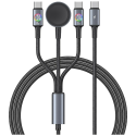 Kabelis USAMS Huan Series SJ754 72W USB-C - USB-C + USB-C + juhtmevaba laadija kellale tarnish Kabelis USAMS Huan Series SJ754 72W USB-C - USB-C + USB-C + juhtmevaba laadija kellale tarnish