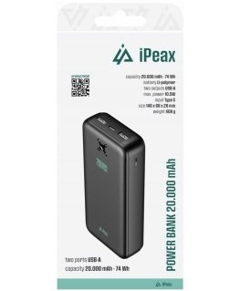iPeax nešiojamas įkroviklis 2x USB-A 20000 mAh