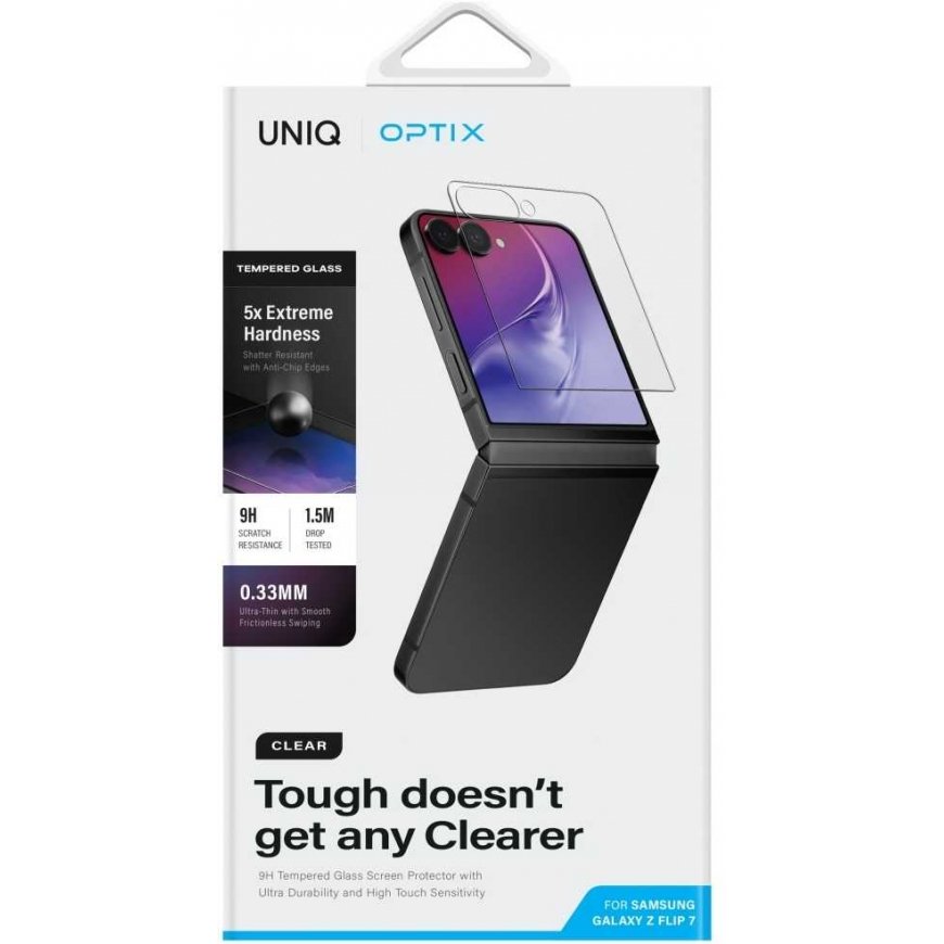 Apsauginis stiklas UNIQ Optix Clear į Samsung Galaxy Z Flip7 – 3