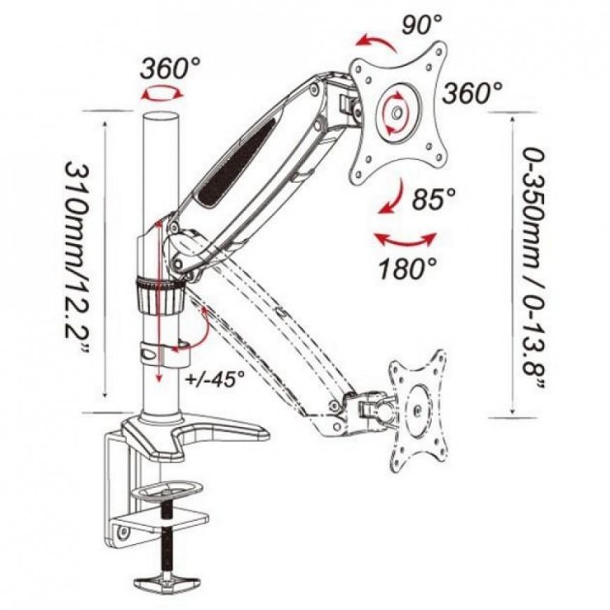 Techly ICA-LCD 111-BK подставка / крепление для мониторов 68,6 cm (27") Стол Черный – 3