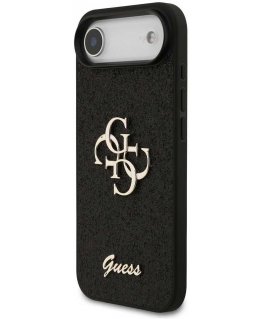 Guess PU Fixed Glitter 4G Metal Logo dėklas skirtas Apple iPhone 17 Air juodos spalvos