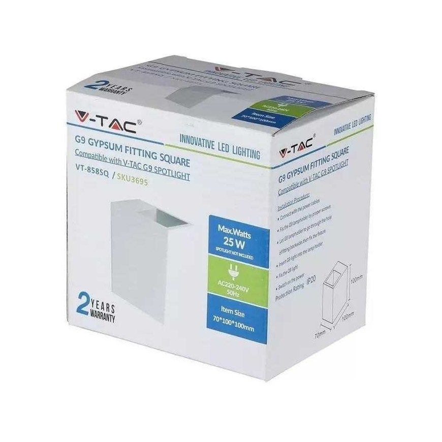 G9 lamp frame V-TAC, square, white – 3