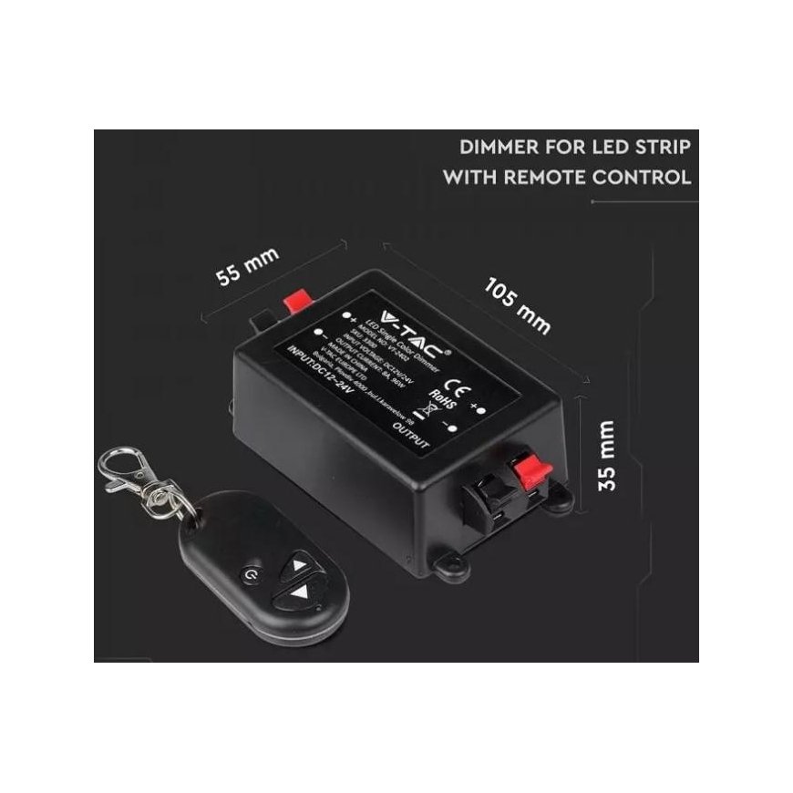 V-tac 192W LED juostų valdiklis, 1CH*8A, 12-24V – 2